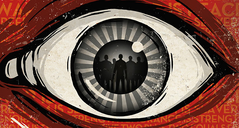 A menacing eye symbolizing an orwellian dystopia